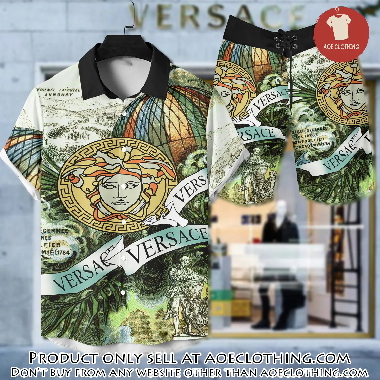 Versace luxury hawaiian shirt & short set lhs1216 aoe1033817